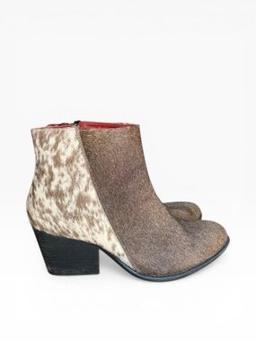 Alcalas Western Cow Hair Brown And Mottled Short Side Zip Boots Sz 42